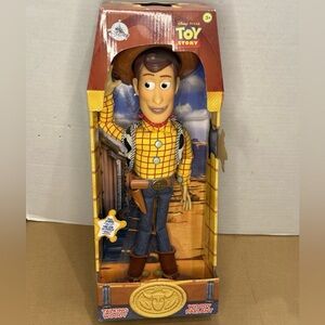 NEW Pixar Disney Store Toy Story 16" Tall Pull String Talking Woody Doll Figure